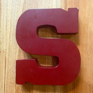 Wood Alphabet Upper case Letter "S" 8 Inch Red Decorative